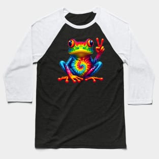 Tie-Dye Frog Peace Sign Hippie Baseball T-Shirt